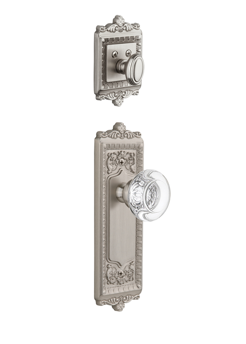 Grandeur Windsor Handleset with Bordeaux Knob - (Interior Half Only, with Deadbolt)