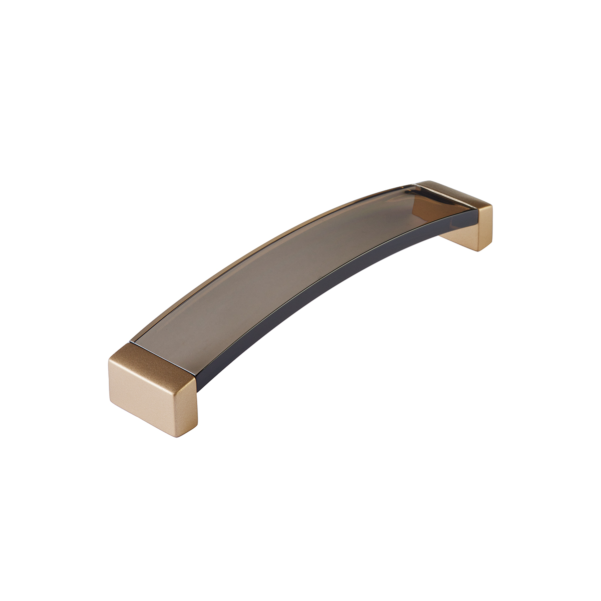 Positano, Pulled, Arched, Signature Satin Brass, Smoke, 160 mm cc