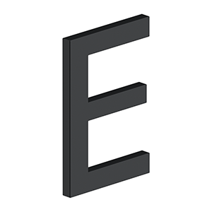 4 Inch Letter E, E Series With Risers, Stainless Steel