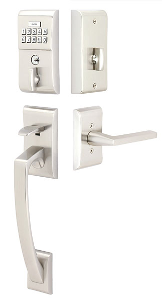 Emtek Modern Brass Keypad Handleset with Ares Grip