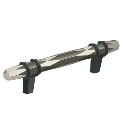 Amerock London 3-3/4 Inch cc Cabinet Pull Polished Nickel/Black Bronze