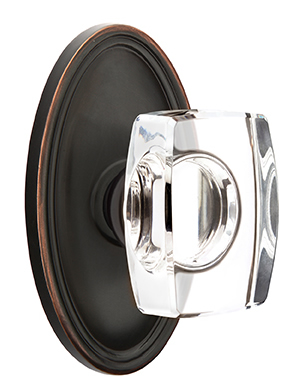 Emtek Windsor Crystal Knob with Oval Rosette