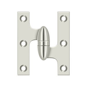 Deltana 3 Inch x 2 1/2 Inch Left Hand, Olive Knuckle Hinge, Polished Nickel
