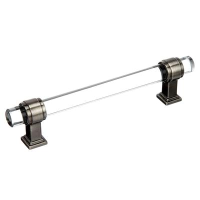 Amerock Glacio 5-1/16 Inch cc Cabinet Pull Clear/Gunmetal