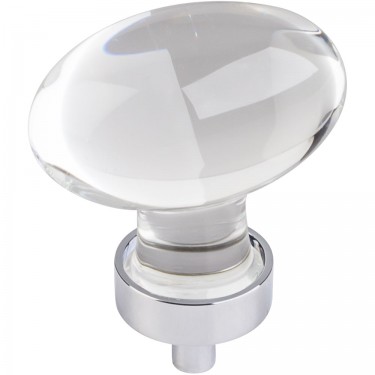 Hardware Resources Harlow 1-5/8 Inch Glass Oval Cabinet Knob - Polished Chrome