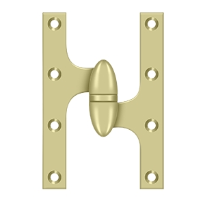 Deltana 6 Inch x 4 Inch Olive Knuckle Hinge, Left Hand, Unlacquered Brass