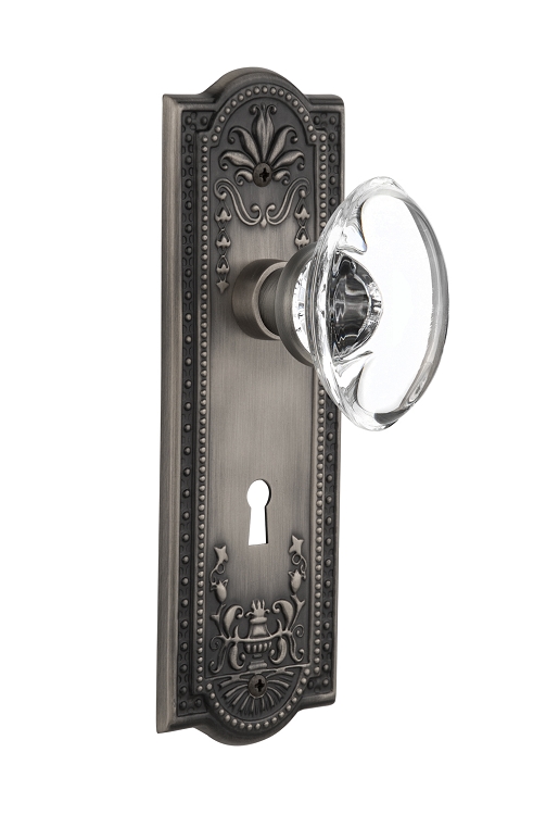 Nostalgic Warehouse Meadows Plate with Oval Clear Crystal Knob - Mortise Lock
