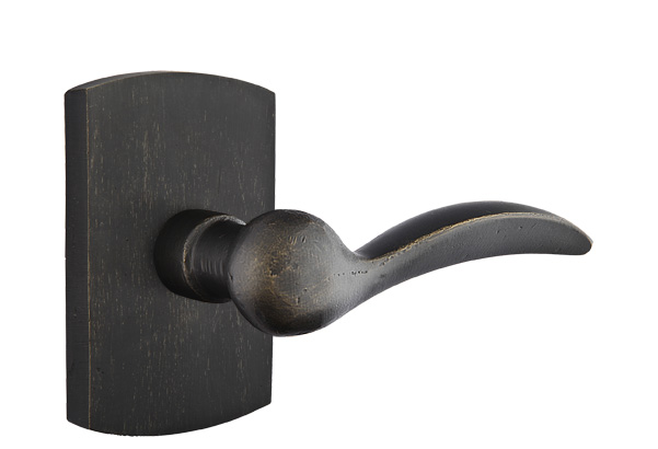 Emtek Sandcast Bronze Durango Lever with Style 4 Rosette