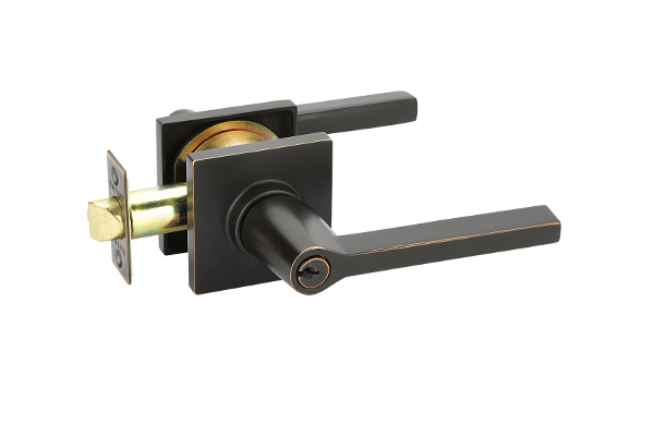Emtek Helios Keyed Modern Lever with Modern Square Rosette