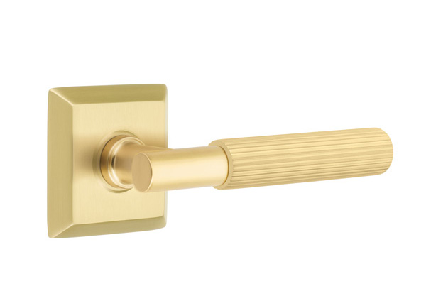 Emtek Straight Knurled T-Bar Style Door Lever with Quincy Rosette