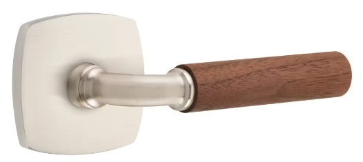 Emtek Walnut Grip R-Bar Style Door Lever with Urban Modern Rosette