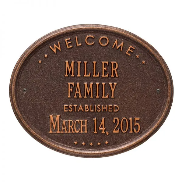 Whitehall Welcome Oval "Family" Established - Standard Wall - Two Line
