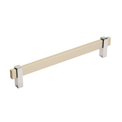 Amerock Mulino 7-9/16 Inch cc Cabinet Pull Silver Champagne/Polished Chrome