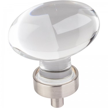 Hardware Resources Harlow 1-5/8 Inch Glass Oval Cabinet Knob - Satin Nickel