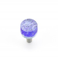 Schaub Ice 1 1/2 inch Round Knob in Blue Pearl with Stainless Steel Stem