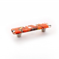 Schaub Ice 3 inch CC Cabinet Pull in Confetti Orange with Stainless Steel Stems