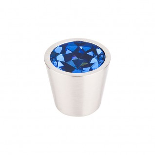 Top Knobs TK132BSN Blue Crystal Center Knob 3/4 Inch Brushed Satin Nickel