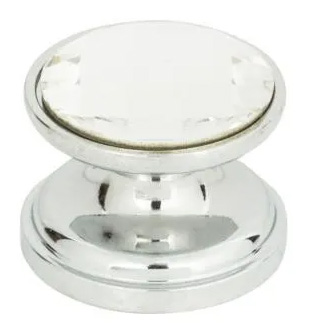 Atlas Homewares Crystal Large Round Knob 7/8 Inch Polished Chrome