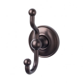 Top Knobs ED2ORBD Edwardian Smooth Double Towel or Robe Hook Oil Rubbed Bronze