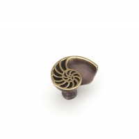 Schaub Nature Knob Shell 1 1/2 x 1 1/4 inch dia Polished Brass, Dark Bronze