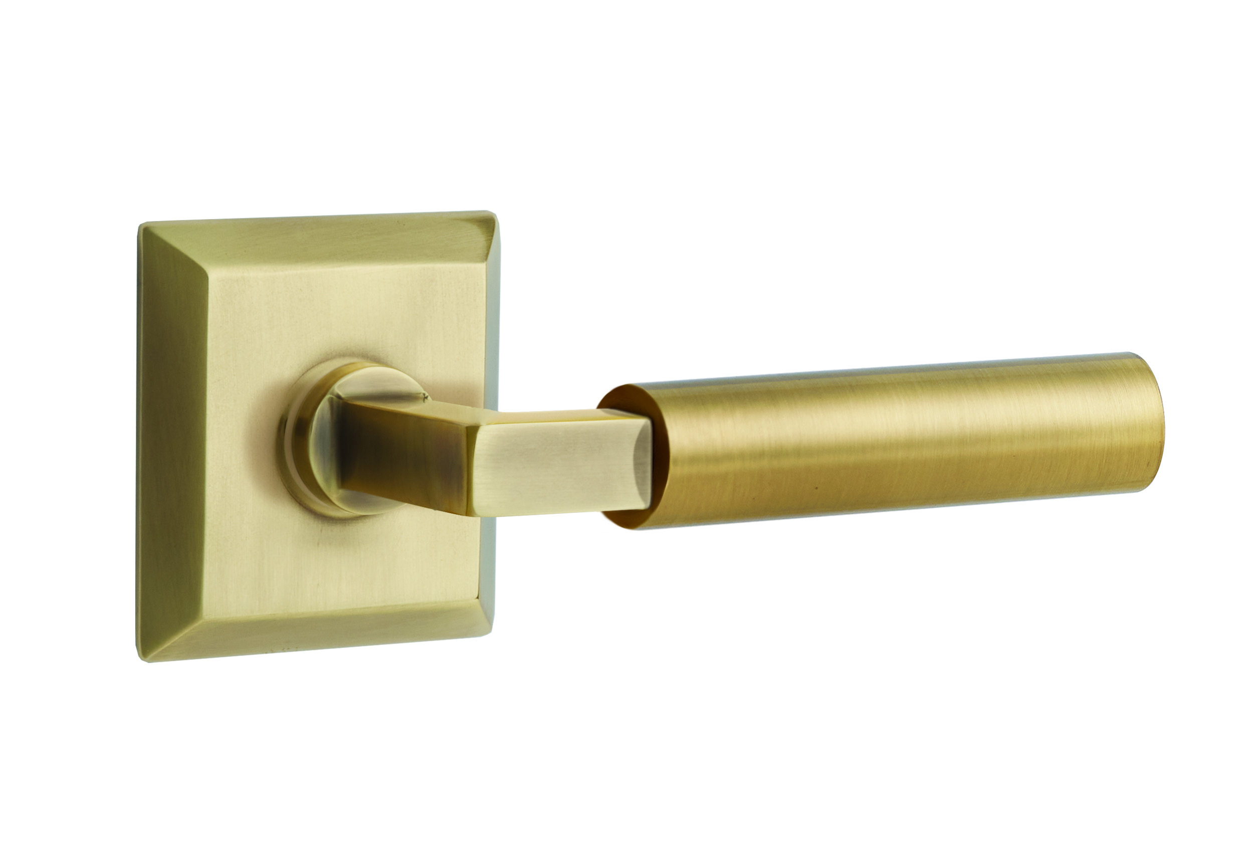 Emtek Smooth Grip L-Square Style Door Lever with Quincy Rosette