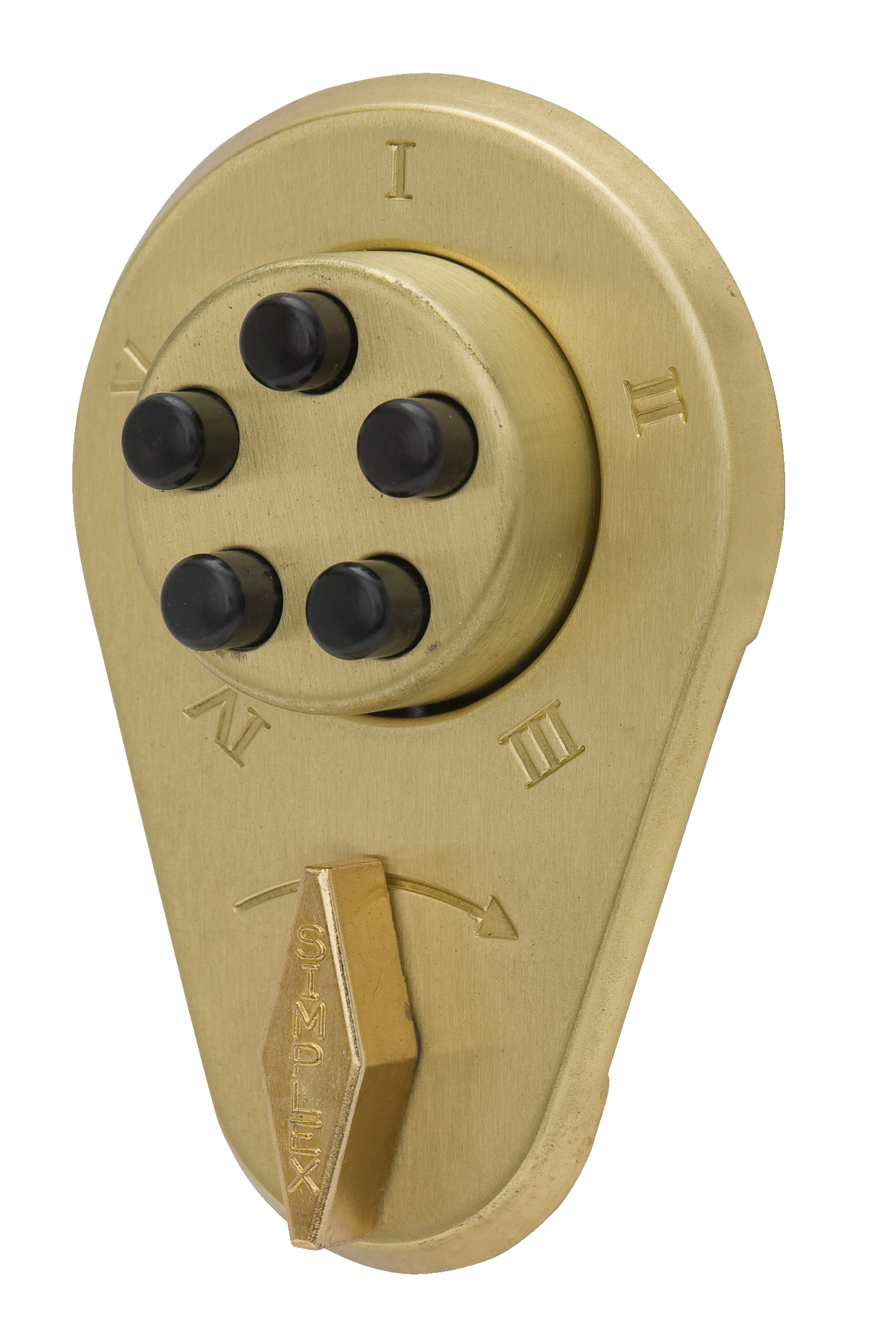 Kaba Simplex 91704 Auxiliary Lock with Thumbturn Deadlocking Spring Latch with Latch Holdback for 1-3/8 Inch to 1-1/2 Inch Door Satin Brass Finish
