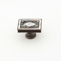 Schaub Avalon Bay 1-7/8 Inch Rectangular Cabinet Knob, White Mother of Pearl - Aged Dover