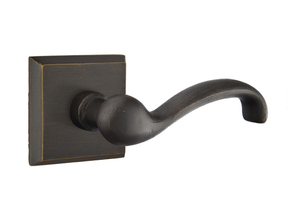 Emtek Sandcast Bronze Teton Lever Handle with Style 6 Rosette