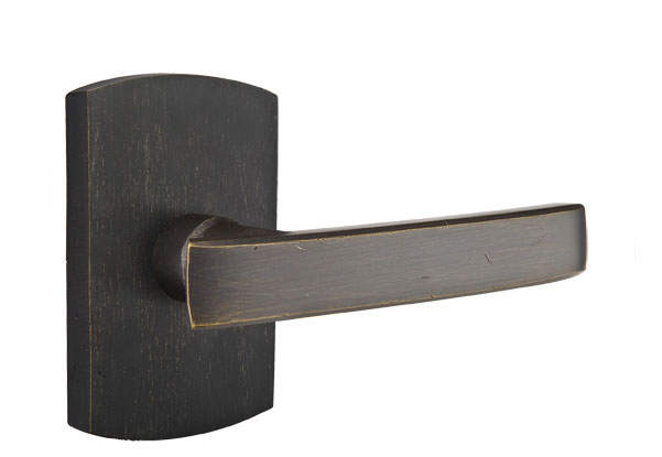 Emtek Sandcast Bronze Yuma Lever Handle with Style 4 Rosette