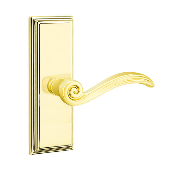 Emtek Elan Lever with 7 Inch Wilshire Sideplate