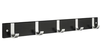 Beslagsboden Profile Collection Five Hook Coat Rack - Satin Aluminum / Black