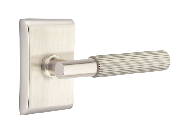 Emtek Straight Knurled T-Bar Style Door Lever with Neos Rosette