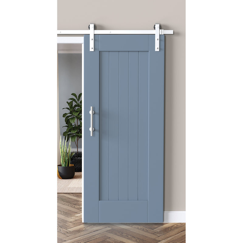 72 Inch Barn Door Flat Track Hardware Kit with Soft Open & Close System - Silver