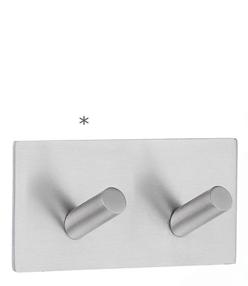 Beslagsboden Design Self-Adhesive Rectangular Base Double Hook - Brushed Stainless Steel