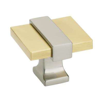 Amerock Overton 1-3/8 Inch Cabinet Knob Brushed Gold/Satin Nickel