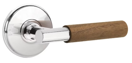 Emtek Walnut Grip T-Bar Style Door Lever with Watford Rosette