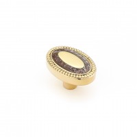 Schaub Fair Isle Oval Cabinet Knob - Polished Brass