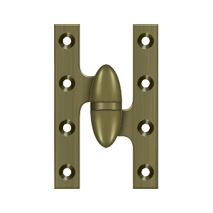 Deltana 5 Inch x 3 1/4 Inch Left Hand, Olive Knuckle Hinge, Antique Brass