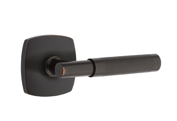 Emtek Knurled T-Bar Style Door Lever with Urban Modern Rosette