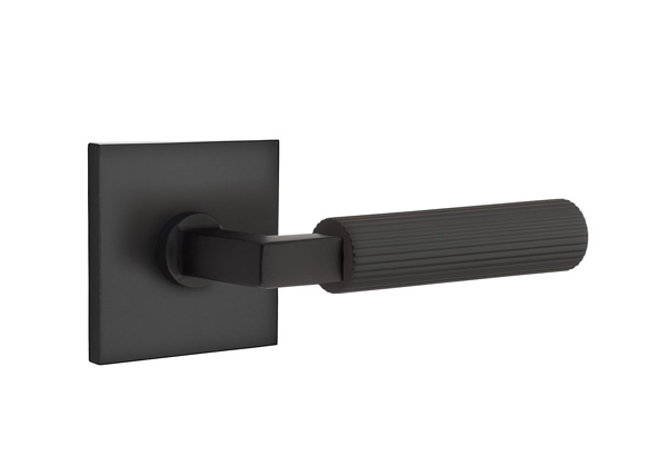 Emtek Straight Knurled Square Style Door Lever with Square Rosette