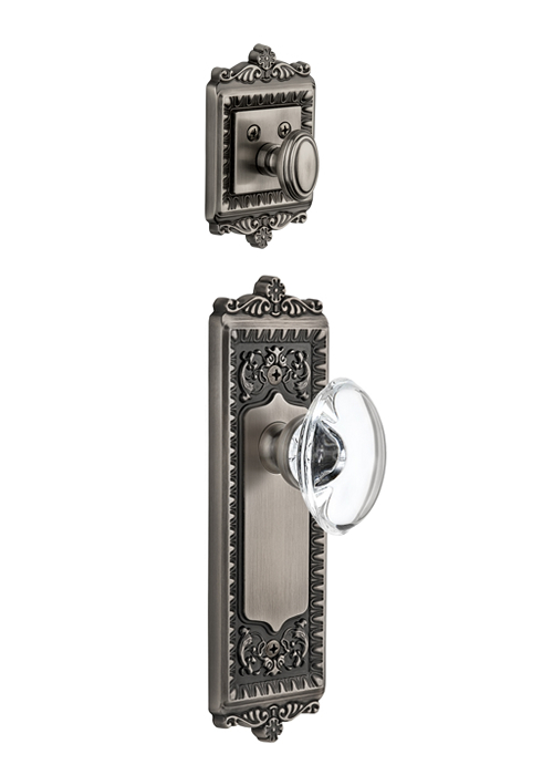 Grandeur Windsor Handleset with Provence Knob - (Interior Half Only, with Deadbolt)