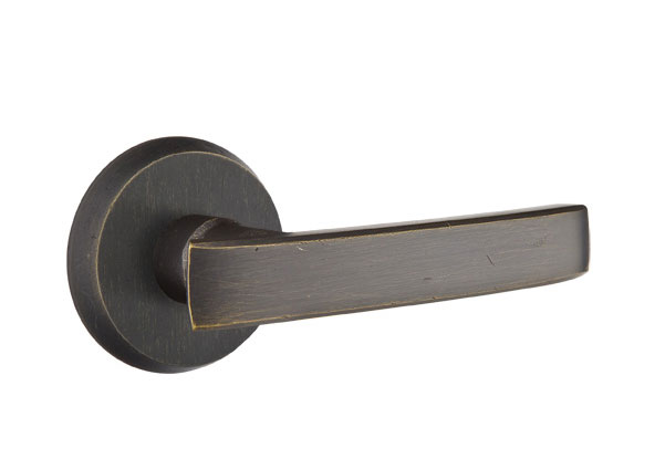Emtek Sandcast Bronze Yuma Lever Handle with Style 2 Rosette