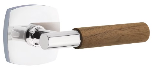 Emtek Walnut Grip T-Bar Style Door Lever with Urban Modern Rosette