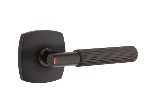 Emtek Straight Knurled T-Bar Style Door Lever with Urban Modern Rosette