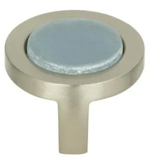 Atlas Homewares Spa Blue Round Knob 1 1/4 Inch Brushed Nickel