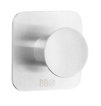 Beslagsboden Design Steel Single Squared Base Round Self-Adhesive Hook - Brushed Stainless Steel