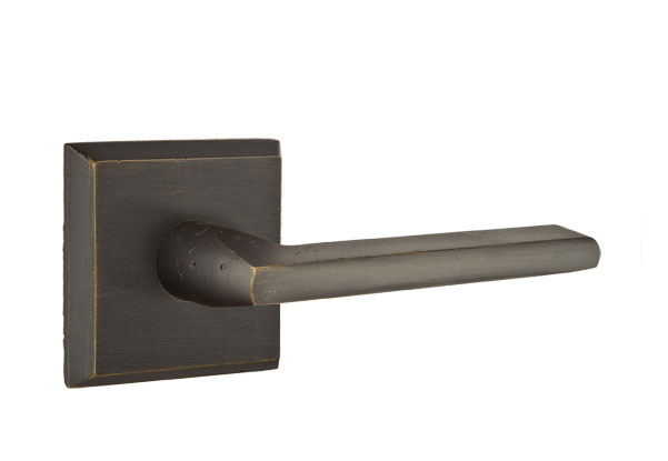 Emtek Sandcast Bronze Lariat Lever Handle with Style 6 Rosette