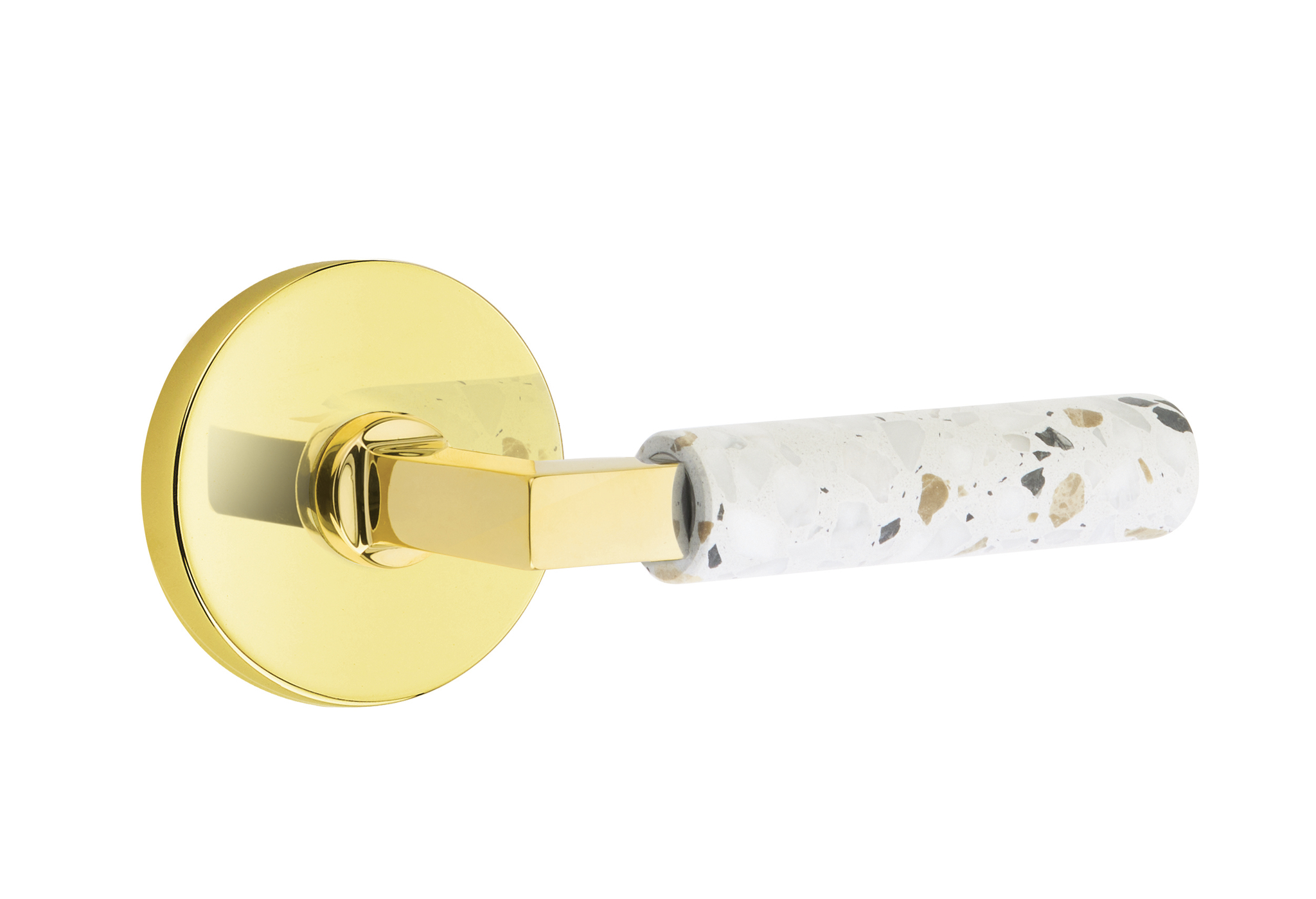 Emtek Terrazzo L-Square Style Door Lever with Disk Rosette