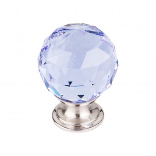 Top Knobs TK114BSN Blue Crystal Knob 1 3/8 Inch Brushed Satin Nickel