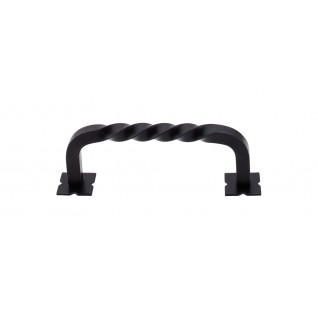 Top Knobs M713 Normandy 3 3/4 Inch CC D Handle w/backplate Patina Black